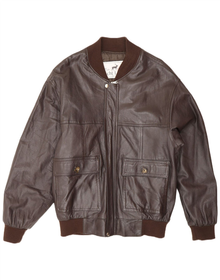 Jachetă de piele vintage pentru bărbați UK 38 din piele maro medie