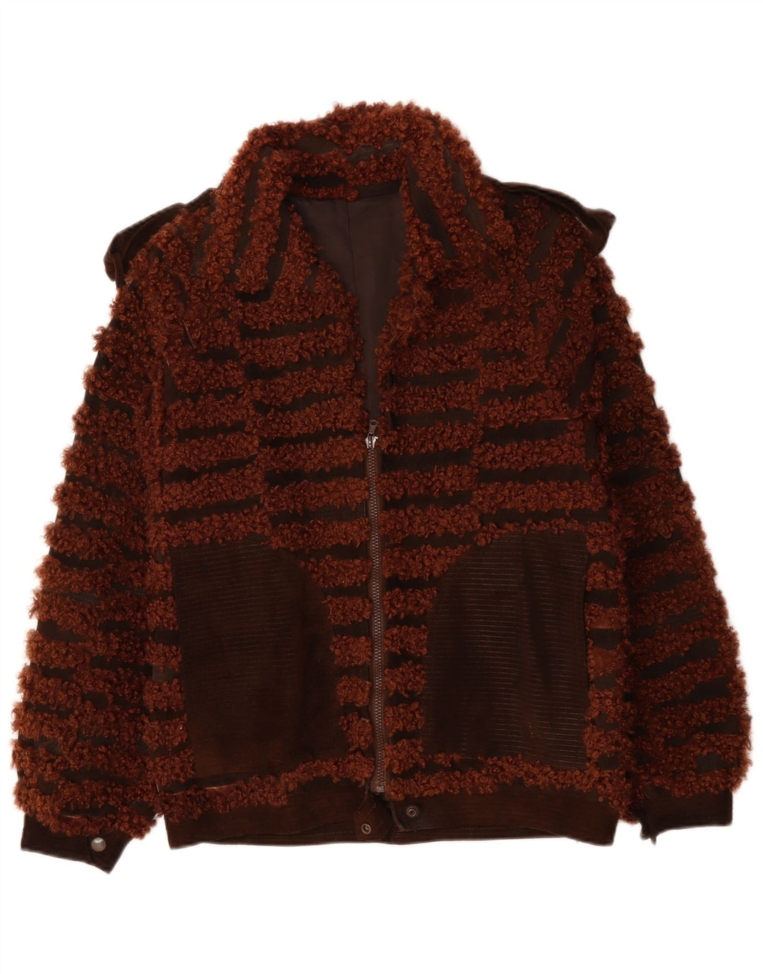 Bomber pentru femei VINTAGE UK 16 mare maro cu dungi