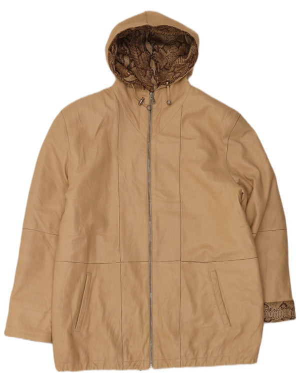 Jachetă de piele supradimensionată pentru femei Michel IT 44 Medium Beige Piele