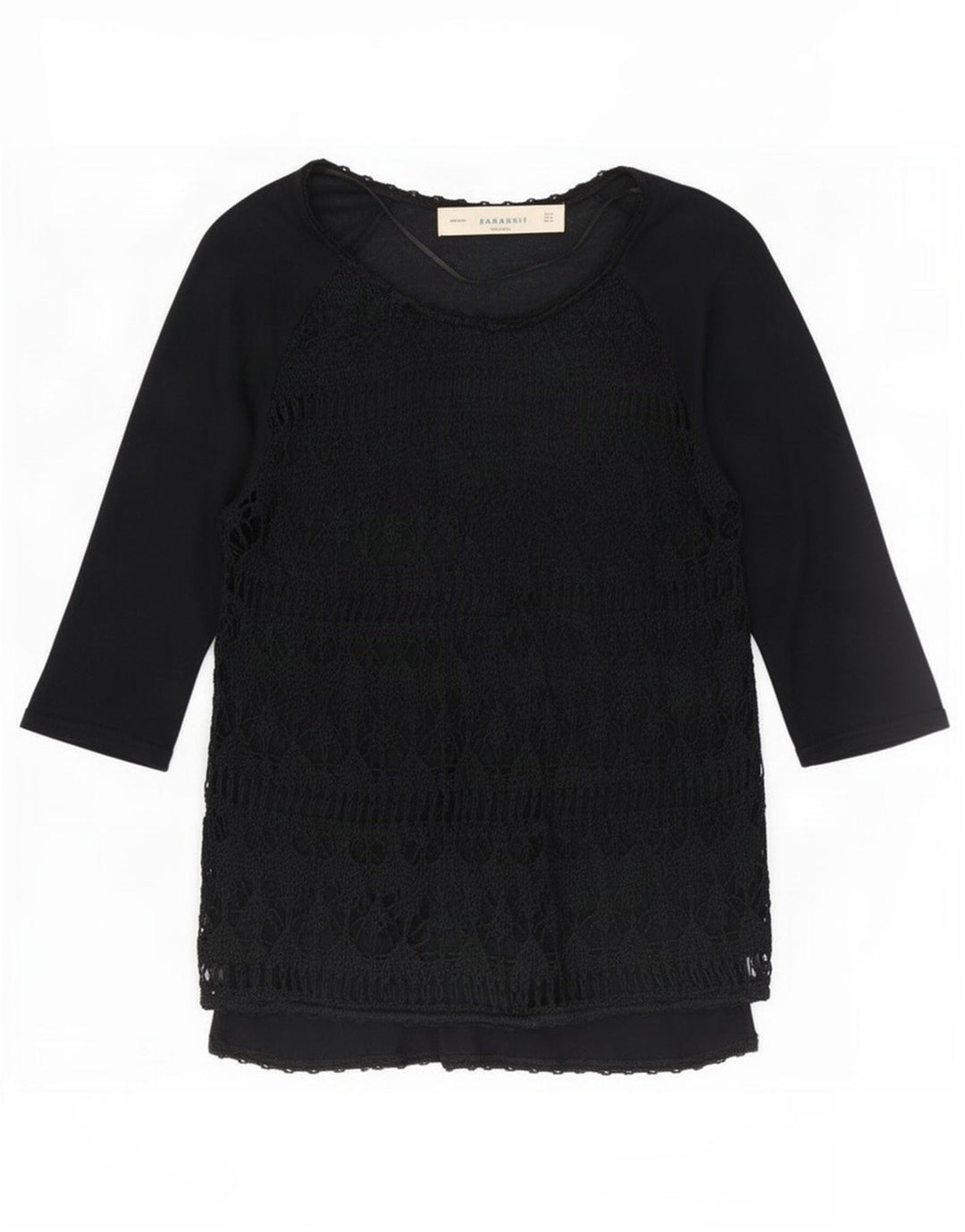 Top cu mâneci 3/4 pentru femei Zara UK 12 Medium Negru