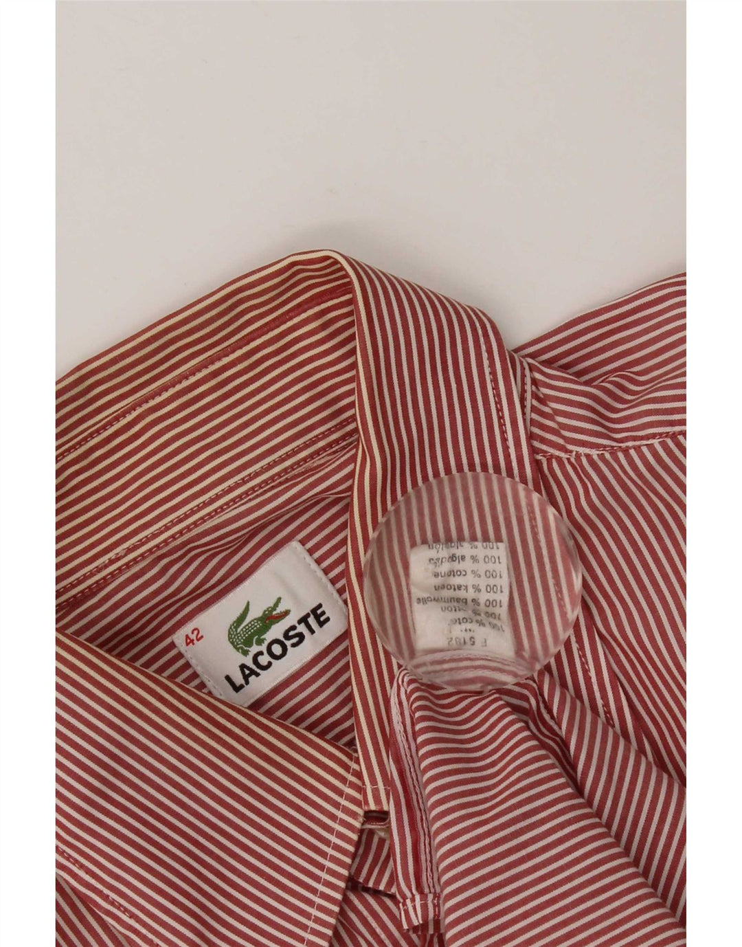 Cămașă Lacoste pentru bărbați Mărimea 42 Mare, din bumbac roșu cu dungi