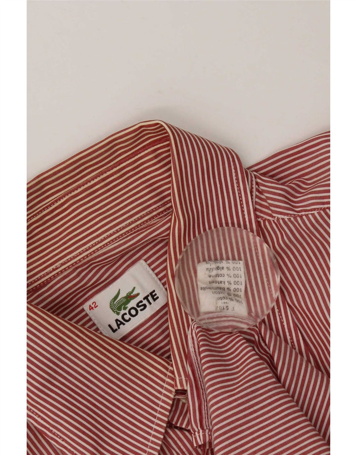 Cămașă Lacoste pentru bărbați Mărimea 42 Mare, din bumbac roșu cu dungi