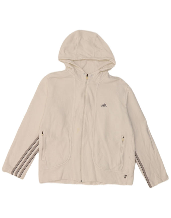 Pulover Adidas pentru femei cu fermoar, UK 14, mare, alb, bumbac
