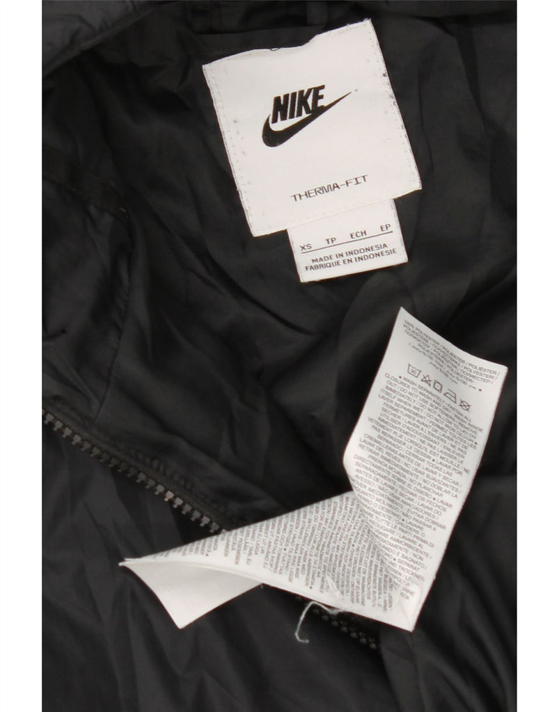 NIKE Womens Therma-Fit Hooded Padded Jacket UK 6 XS Black Polyester Vintage Nike and Second-Hand Nike from Messina Hembry 