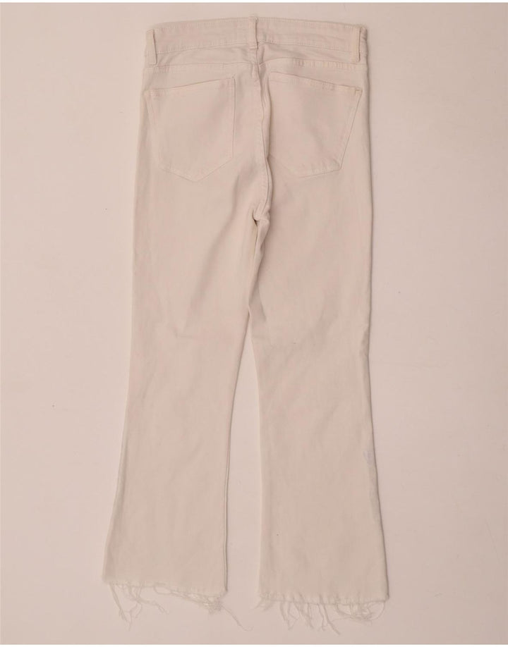 Blugi Zara Femei Crop Bootcut EU 40 Medium L30 L25 Alb