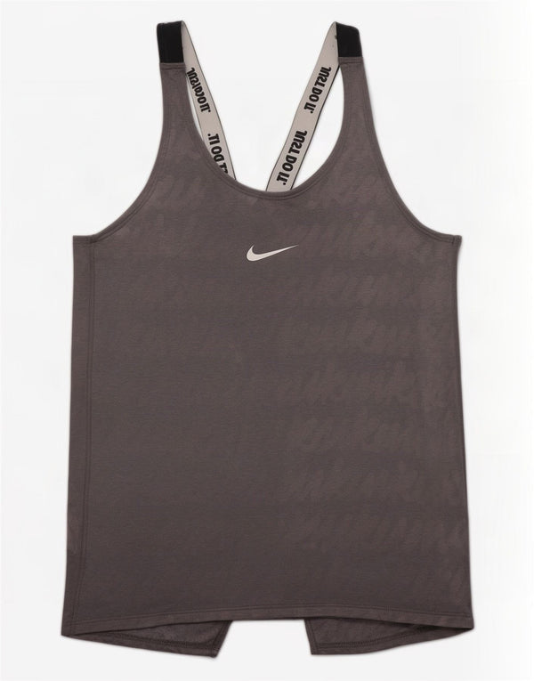 Top cu vestă grafică Nike Dri Fit pentru femei UK 8 Small, gri, poliester color bloc