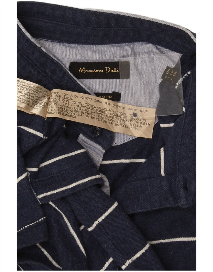 Cămașă polo Massimo Dutti pentru bărbați din bumbac cu dungi, albastru bleumarin