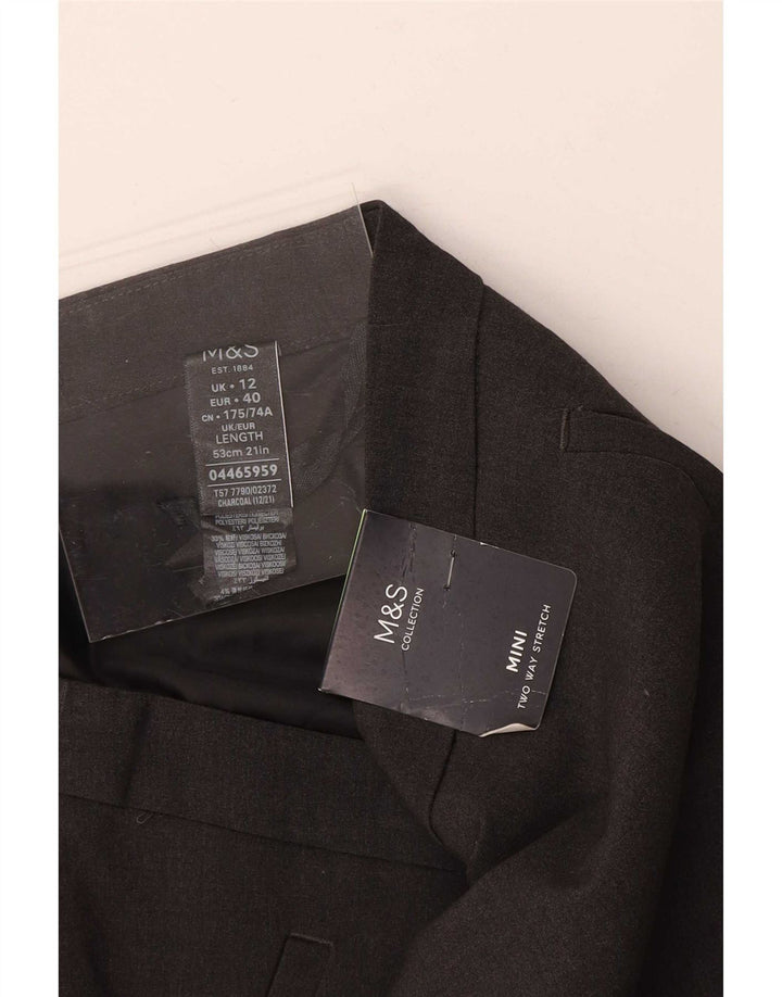 Fusta mini pentru femei Marks & Spencer UK 12 Medium W30 Poliester gri