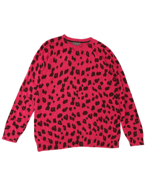 Pulover pentru damă Marks & Spencer, cu gâtul turn, Imprimare animală roz UK 22 2XL