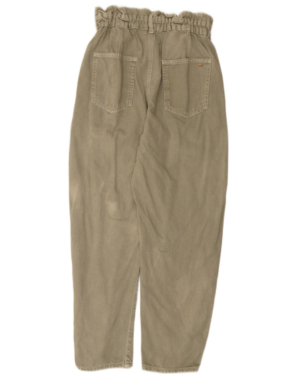 Pantaloni tăiați conici pentru femei cu talie înaltă Zara EU 36 XS W26 L26 kaki