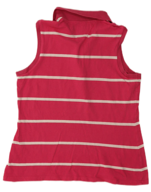 Tricou polo fără mâneci Tommy Hilfiger pentru femei UK 18 XL roz cu dungi