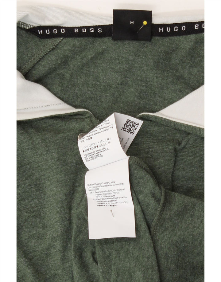 Pulover Hugo Boss pentru bărbați, cu fermoar, bumbac verde mediu