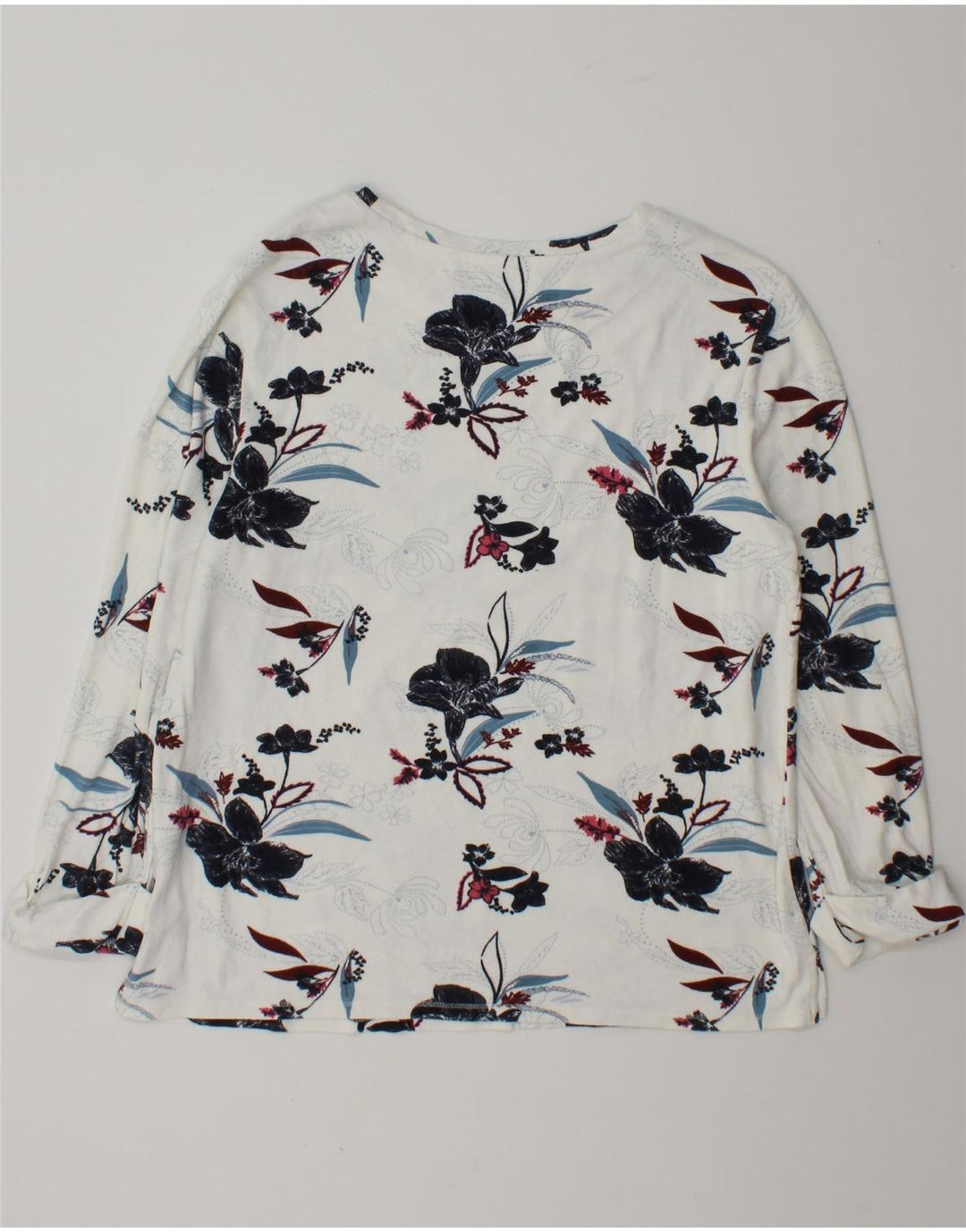 Marks & Spencer Top pentru femei cu mânecă lungă UK 12 Medium White Floral Viscose