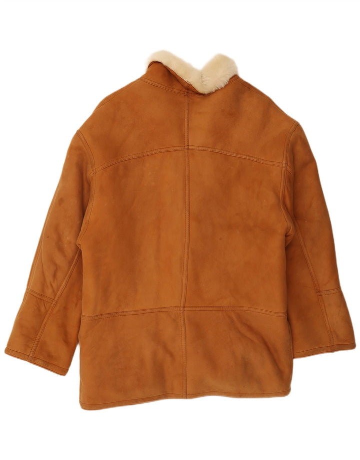 Jachetă din shearling pentru bărbați VINTAGE UK 40 mare maro