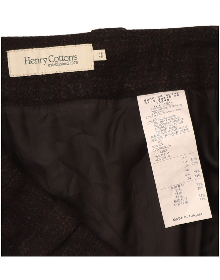 Fusta plisată pentru femei Henry Cottons IT 44 Medium W30 Lână neagră cu pete