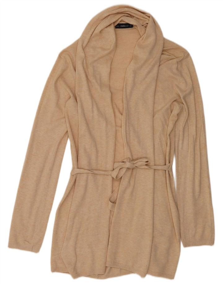 Pulover cardigan pentru femei Zara UK 12 Medium Bej Viscoza