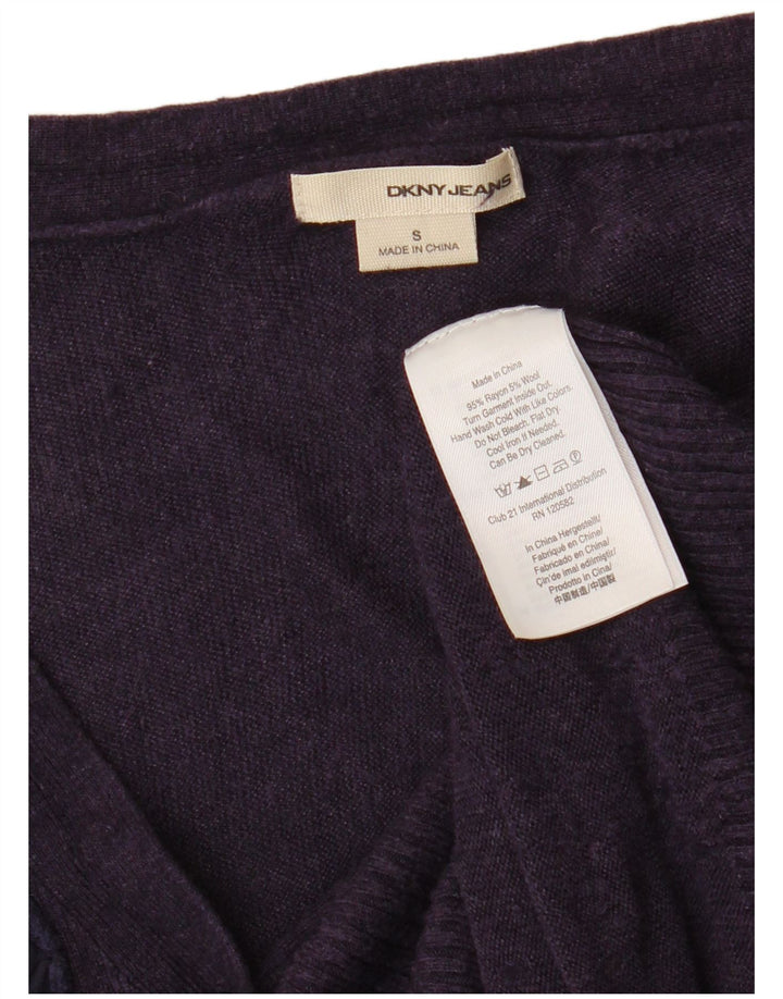 Pulover cardigan cu volane în față pentru femei Dkny UK 8, violet, raion mic
