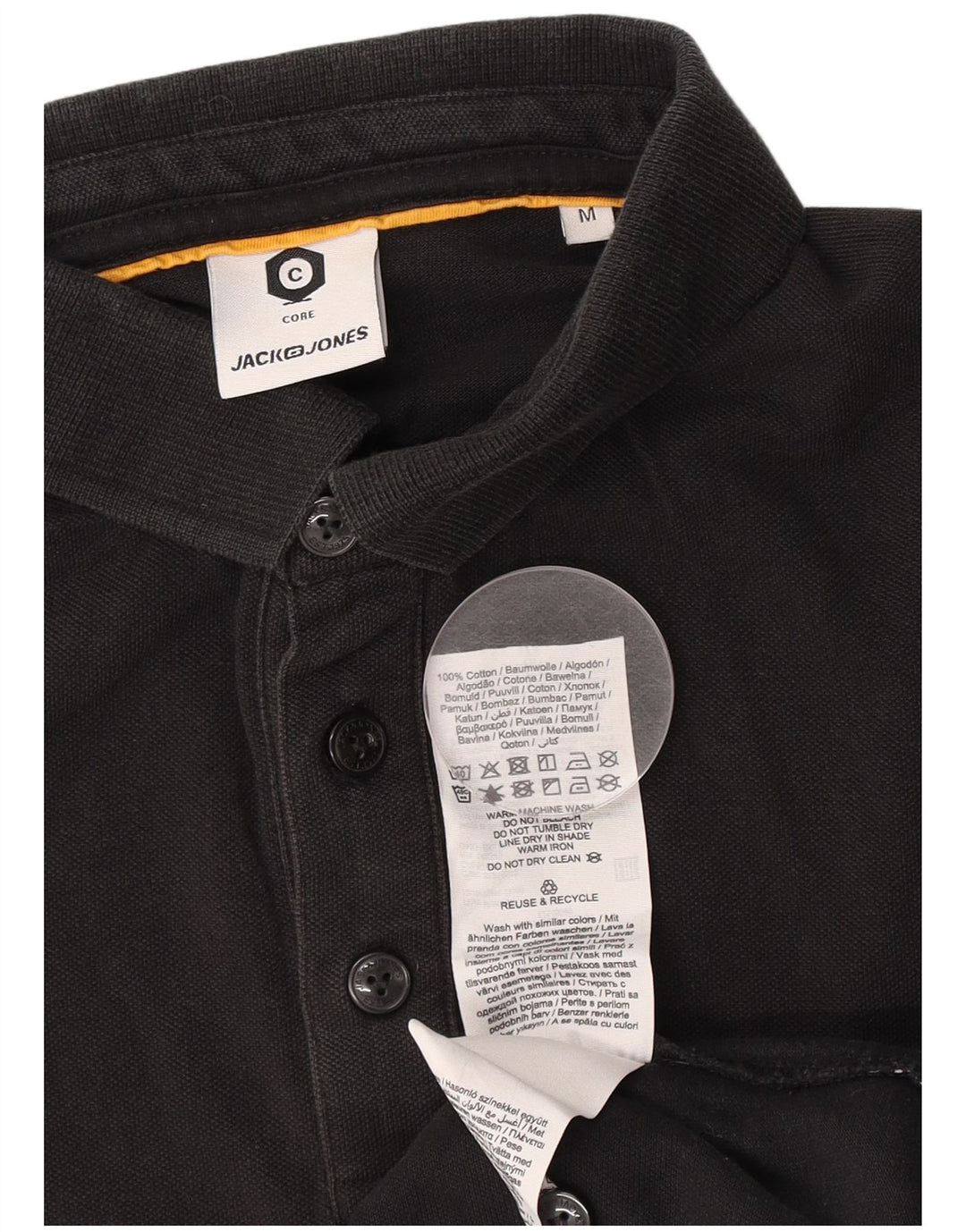 Tricou polo cu grafică Jack & Jones pentru bărbați, bumbac color bloc negru mediu