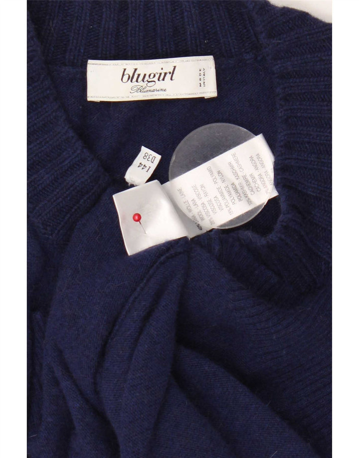 Pulover Cardigan Vintage pentru Femei cu Paragate IT 44 Mediu Lână Bleumarin