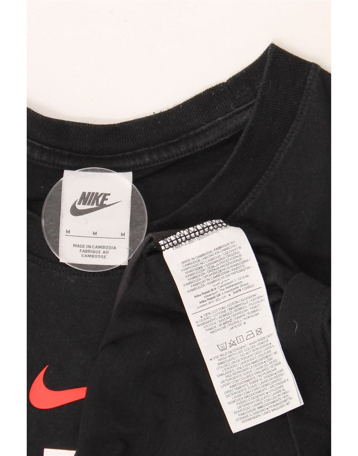 Tricou grafic pentru bărbați NIKE Top mediu negru din bumbac color bloc