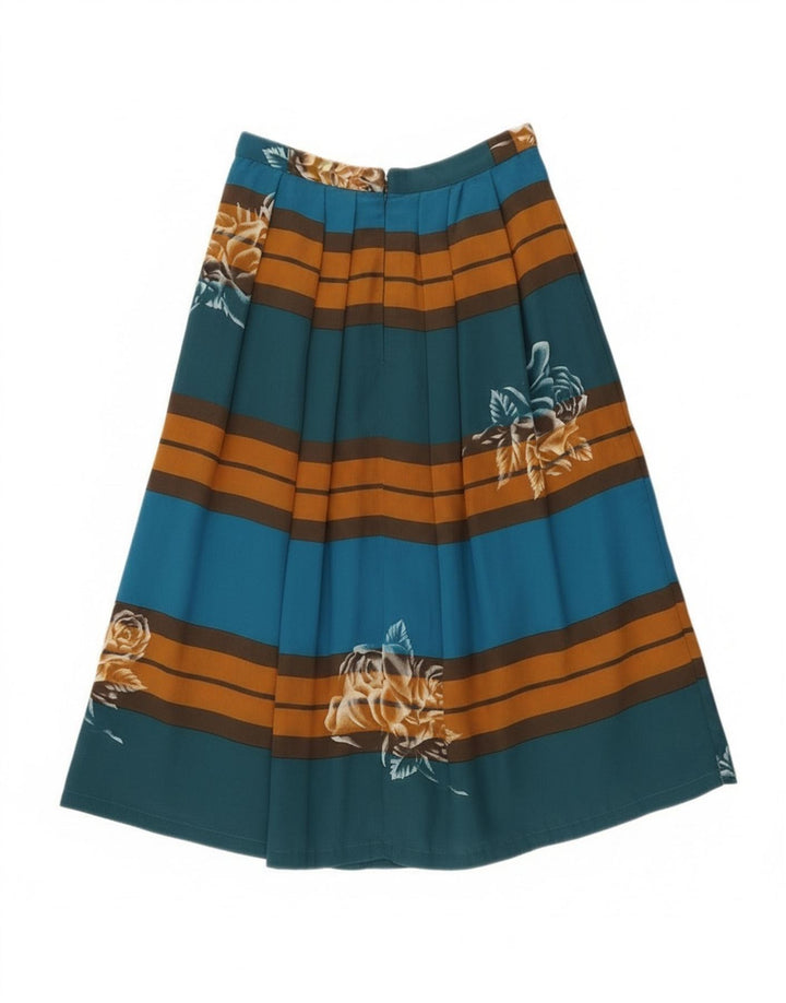 Fustă A-Line plisată Vintage pentru femei W24 XS, cu dungi multicolore