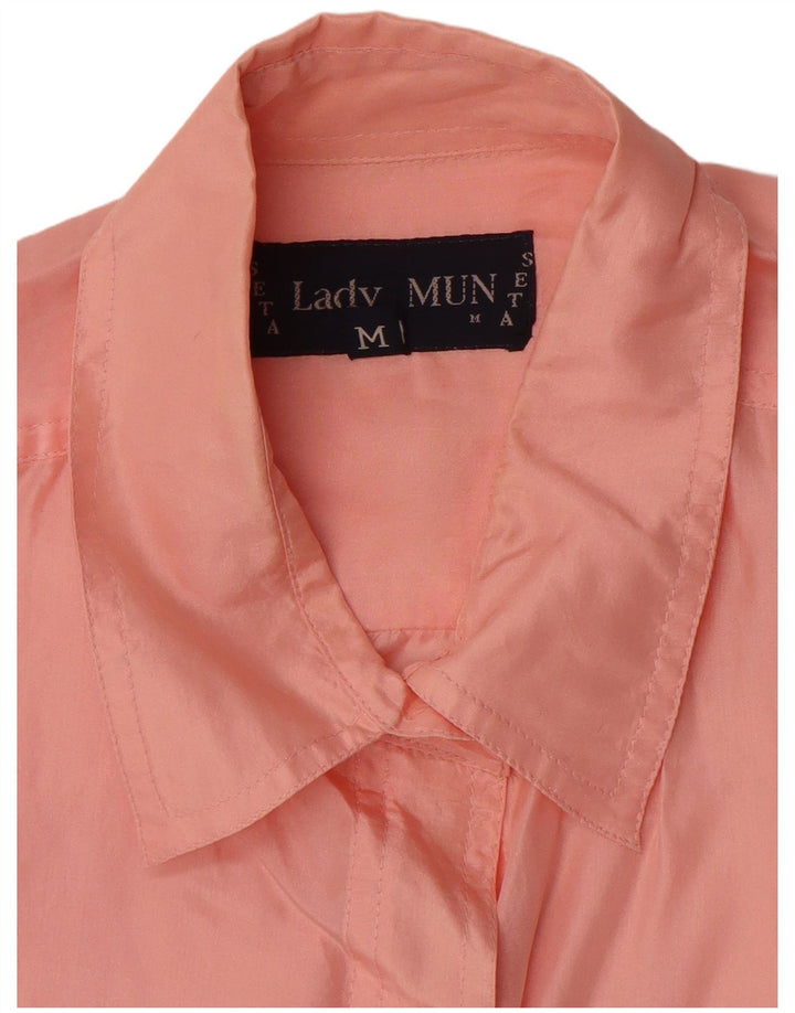 Cămașă oversize vintage pentru femei UK 14 Medium Pink Mătase