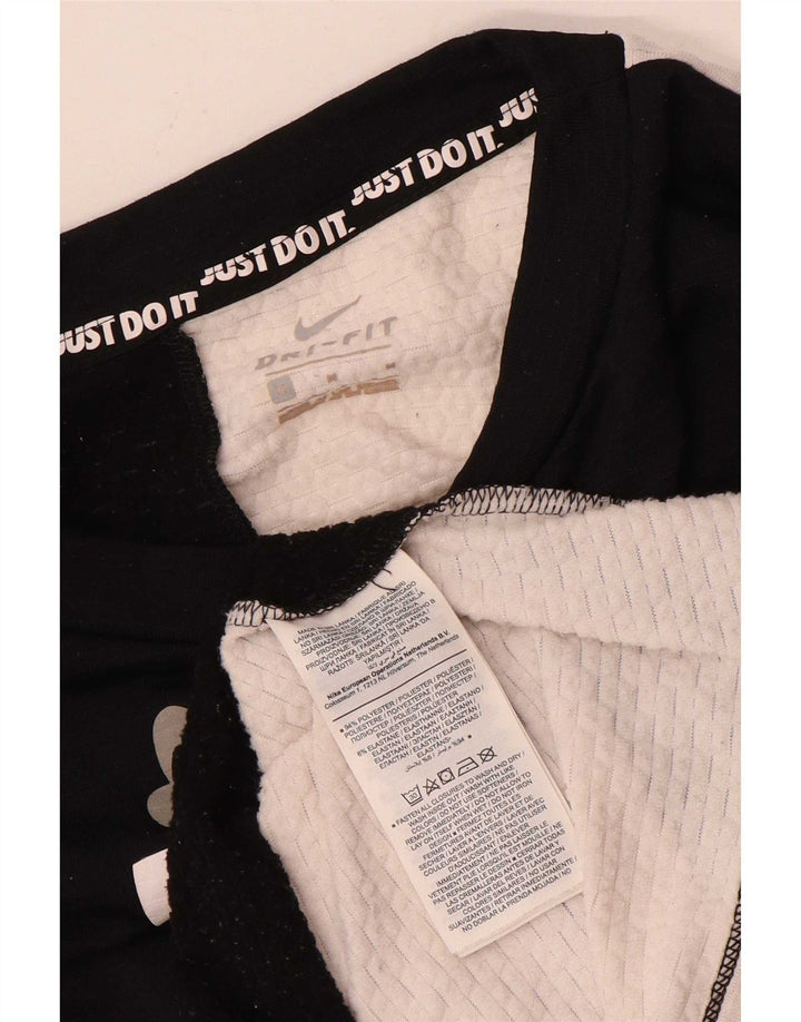 Top grafic Nike Dri Fit pentru femei cu mânecă lungă UK 14 Poliester mediu negru