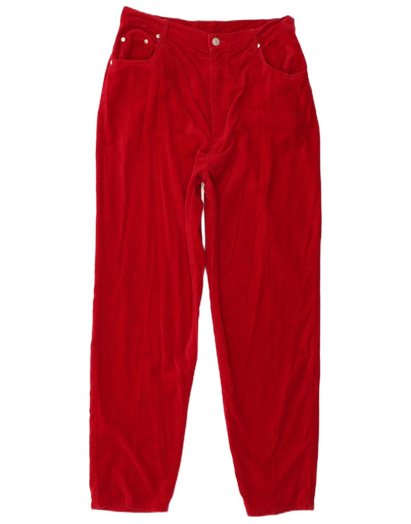 Etam Pantaloni casual din catifea cu talie înaltă pentru femei UK 14 Medium W28 L28 Red