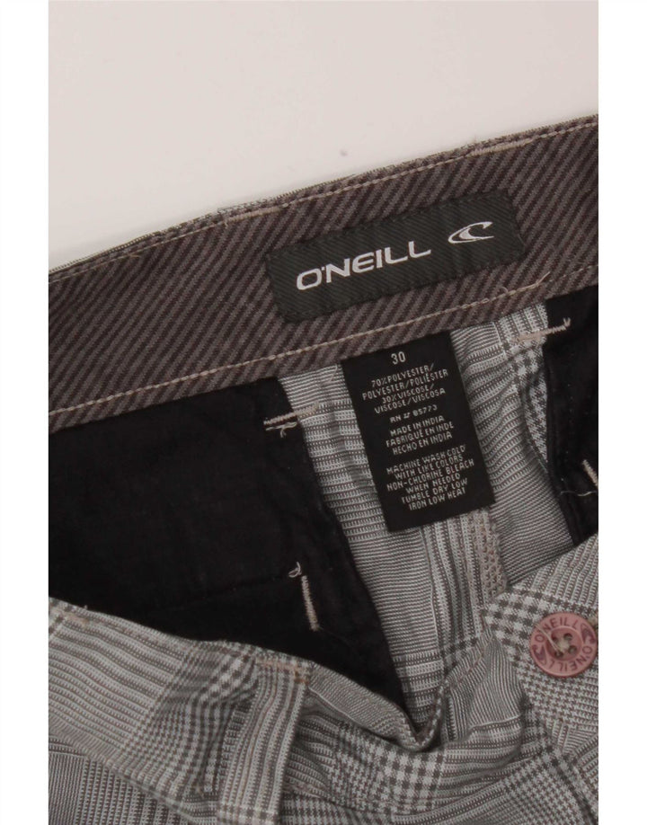 Pantaloni scurți chino pentru femei O'Neill W30, poliester cu carouri, gri mediu