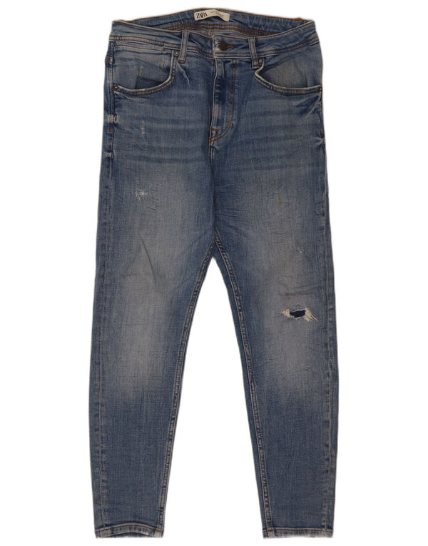 Blugi skinny distressed pentru bărbați Zara EU 40 Medium L31 L26 Bumbac albastru