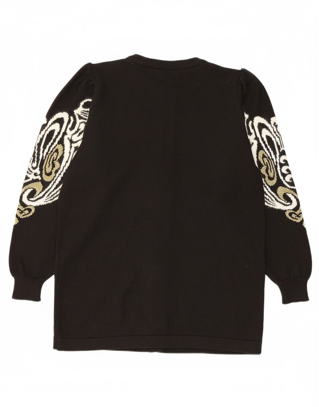 Pulover Cardigan Vintage pentru Damă EU 38/40 Medium Negru Paisley Acrilic