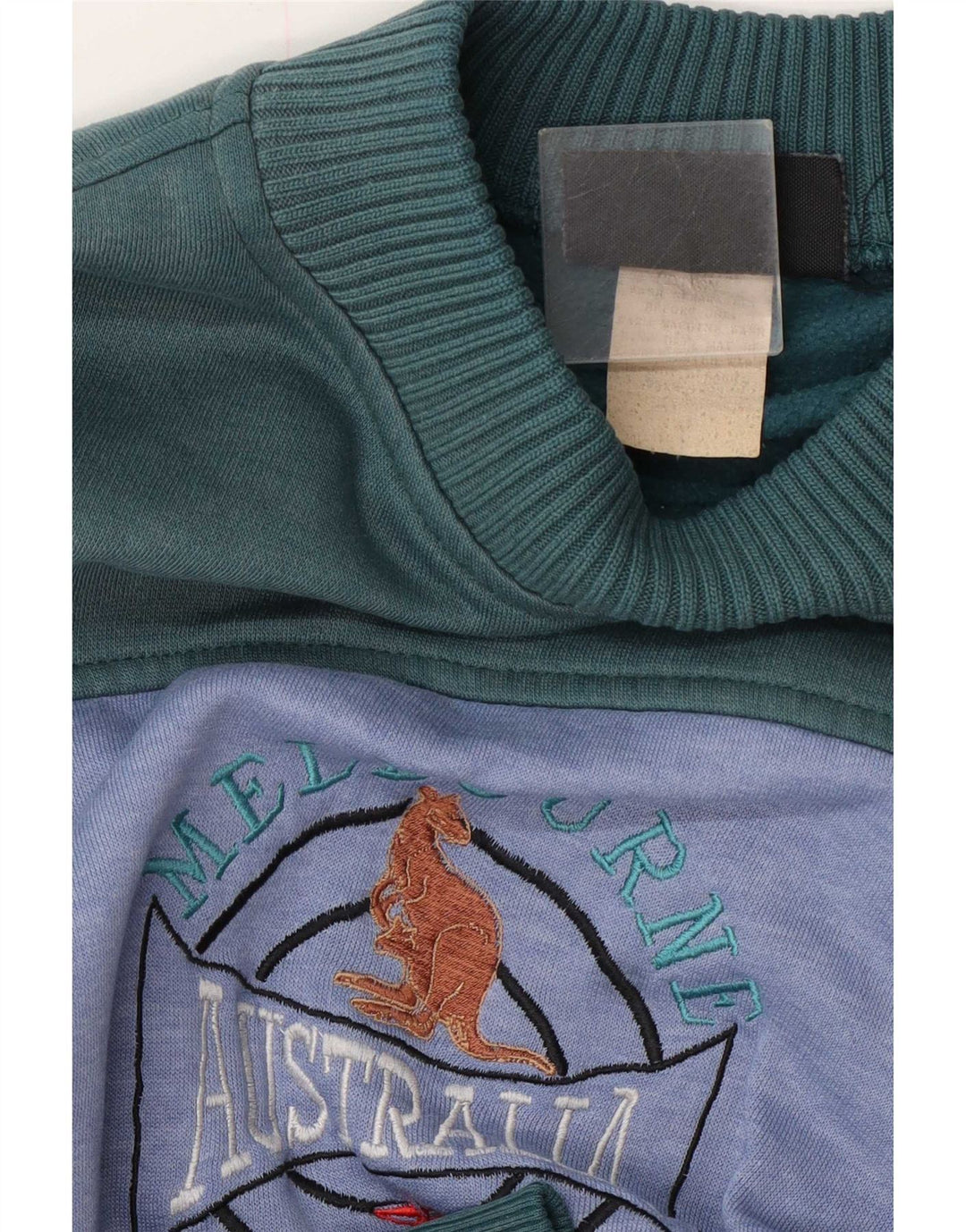 Hanorac vintage pentru bărbați Pulover XL verde poliester color bloc