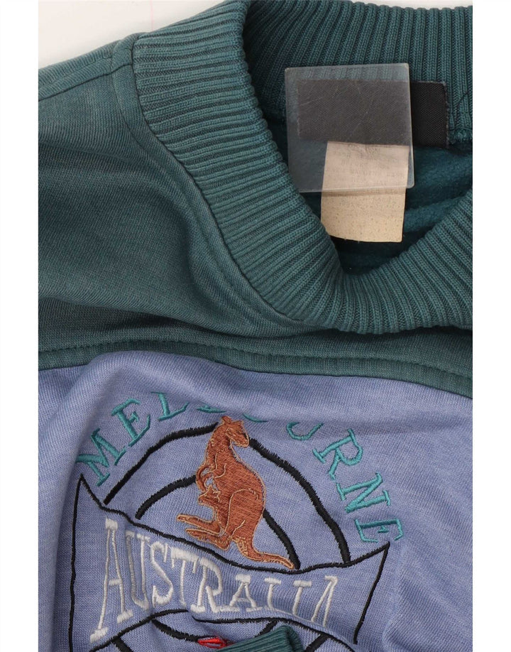 Hanorac vintage pentru bărbați Pulover XL verde poliester color bloc