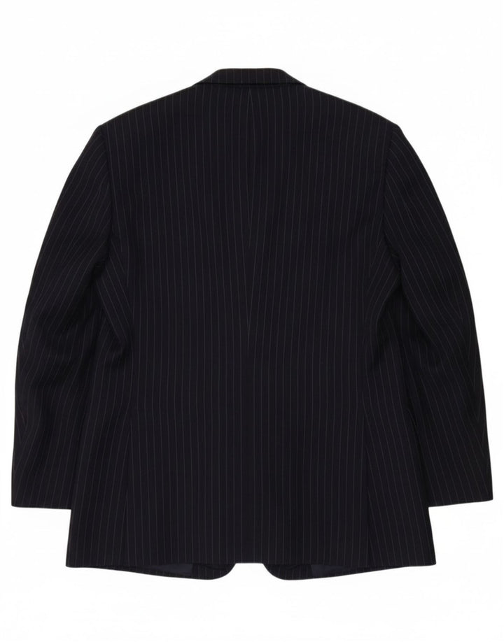 VINTAGE Mens 3 Button Blazer Jacket UK 42 XL Navy Blue Pinstripe Wool