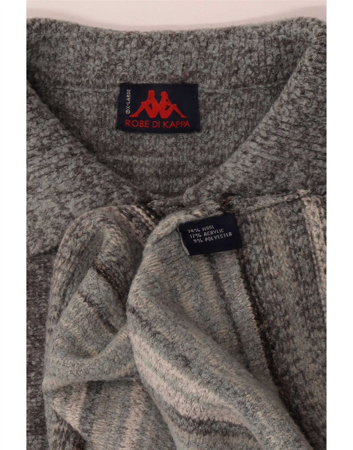 Pulover pentru bărbați Kappa cu gât polo XL Lână cu dungi gri
