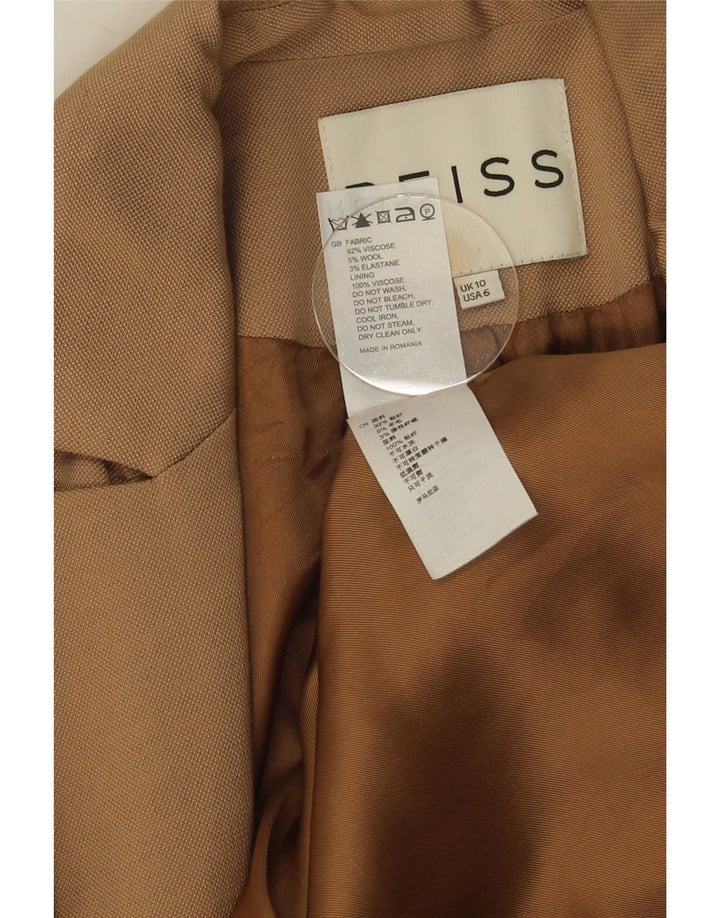 Sacou blazer pentru femei Reiss cu 1 nasture UK 10 mic Bej Viscoza