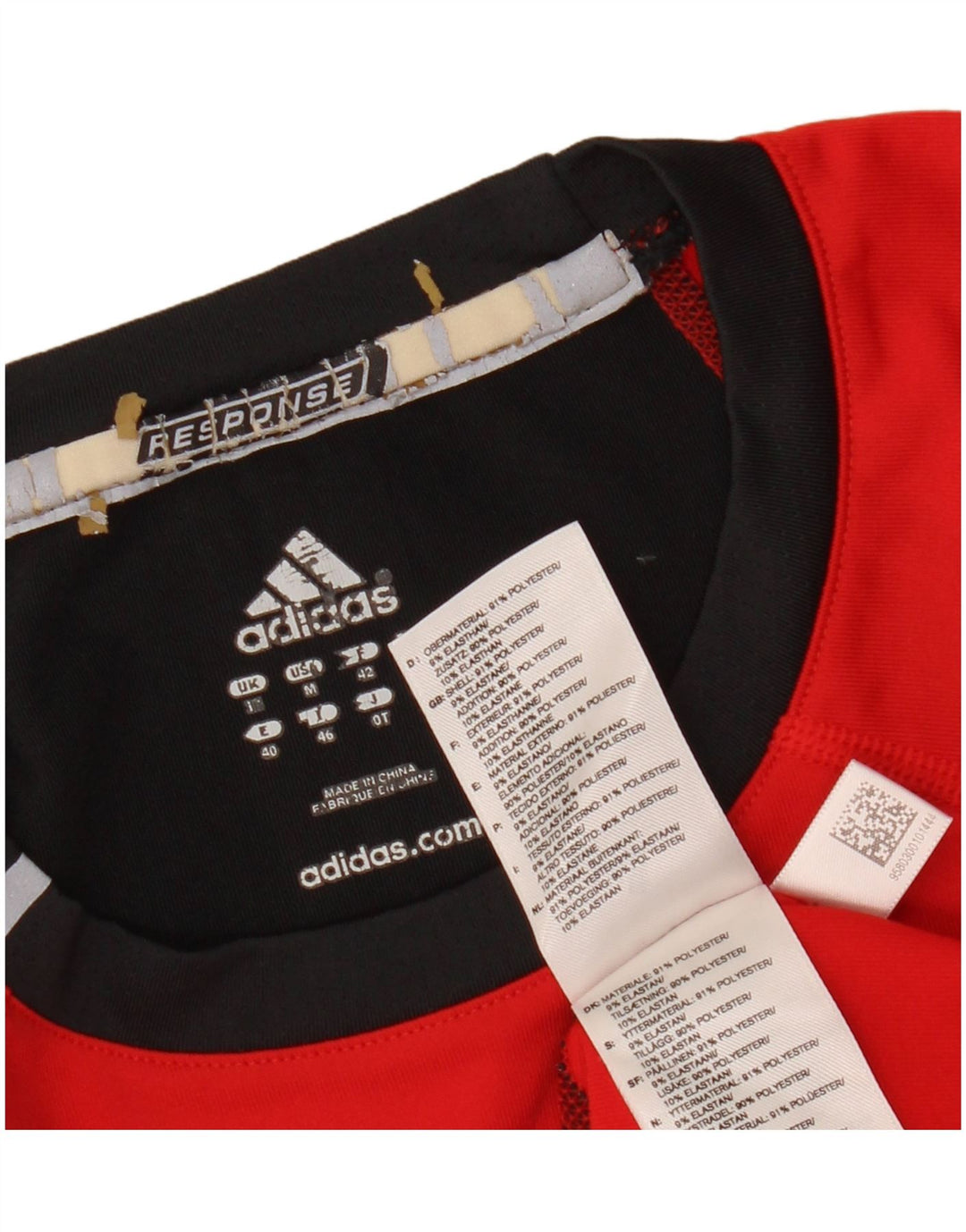 ADIDAS Climacool Top cu mânecă lungă pentru femei UK 12 Medium Red Colorblock