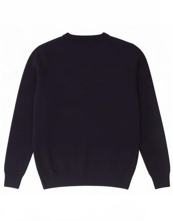 Fred Perry Mens Crew Neck Jumper Sweater Large Navy Blue Wool