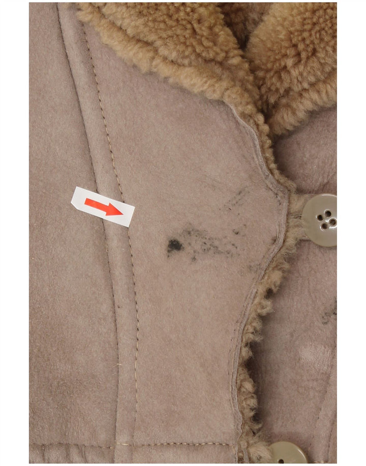 Palton din shearling vintage pentru femei IT 42 Bej mediu din shearling