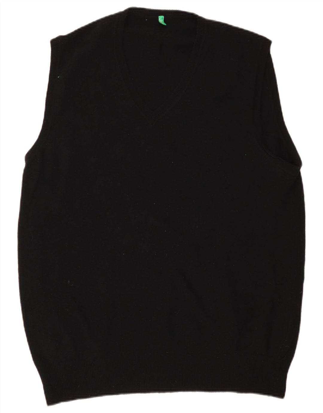 Benetton Mens Slim Fit Vest Tank Top XL Lână neagră