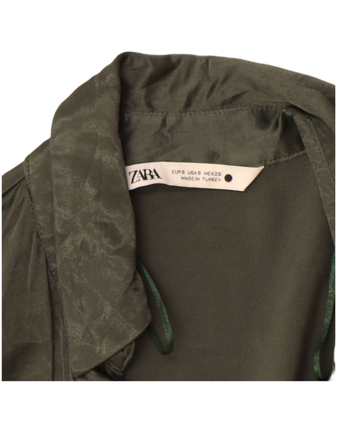 Bluză cămașă pentru femei Zara UK 10 Small Green Viscose