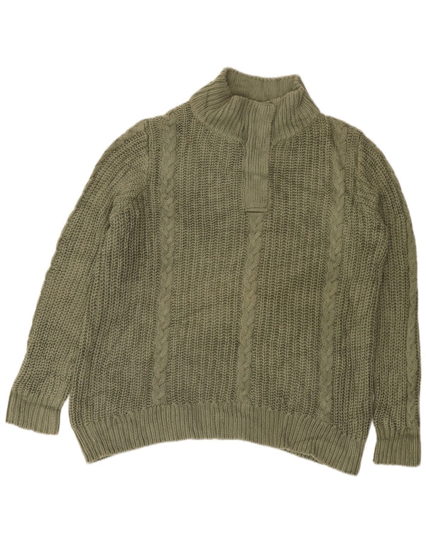 Pulover pentru femei L.L.Bean, cu fermoar, cu decolteu larg, UK 18 XL, bumbac kaki