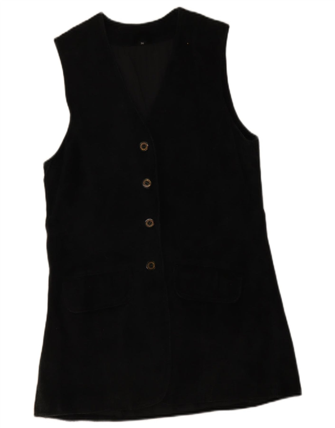 Gilet vintage pentru femei din piele intoarsa EU 36 Small Black
