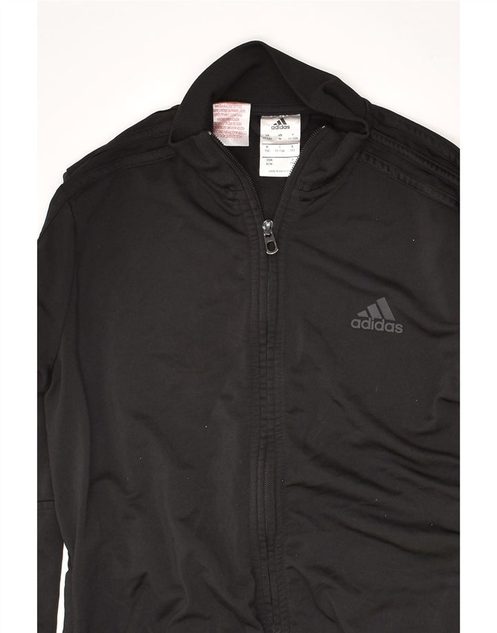 ADIDAS Boys Tracksuit Top Jacket 11-12 Years Black Polyester Vintage Adidas and Second-Hand Adidas from Messina Hembry 