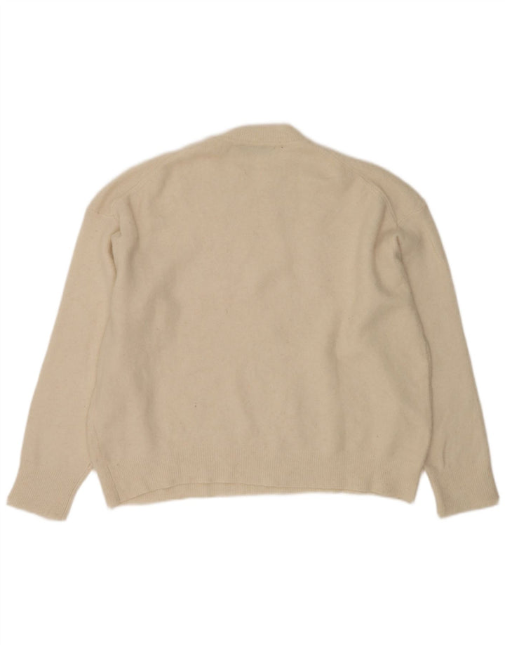 Pulover supradimensionat pentru femei Zara, cu decolteu triplu, UK 14 Medium Off White