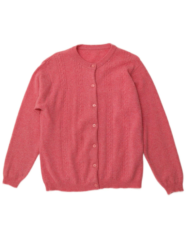 Pulover cardigan pentru femei VINTAGE UK 16 Lână mare roz