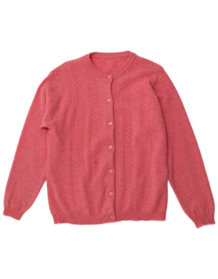 Pulover cardigan pentru femei VINTAGE UK 16 Lână mare roz