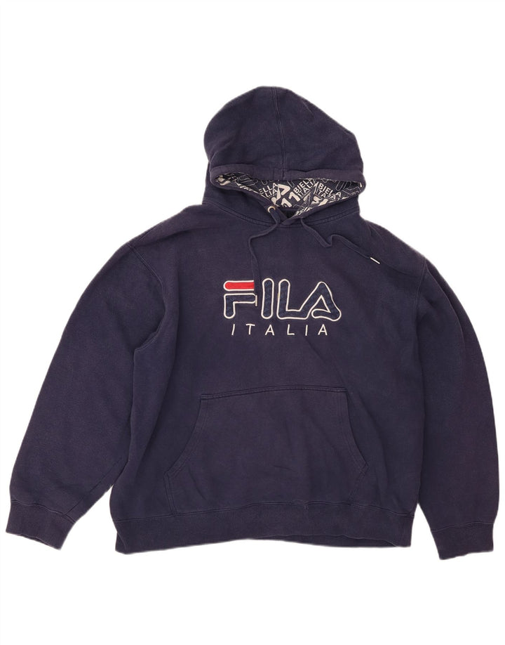 FILA Mens Graphic Hoodie Jumper 2XL Navy Blue