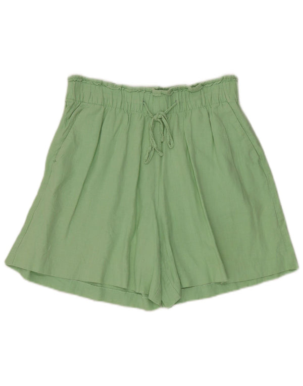 Marks & Spencer Pantaloni scurți casual cu talie înaltă pentru femei UK 10 Small W28 Green Flax