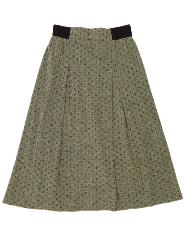 Fusta midi vintage pentru femei IT 42 Medium W30 Poliester cu pete verzi